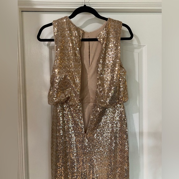 Champagne Sequin Mermaid Gown | Medium - Picture 6 of 7